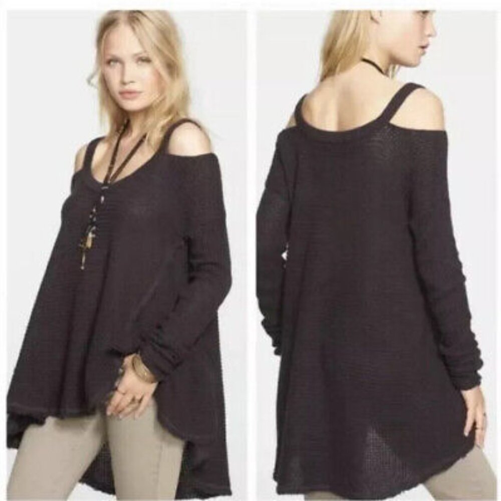 Free People- Charcoal Moonshine Sweater - Picture 2 of 10
